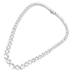 Authentic Tiffany & Co Victoria Platinum Graduated Marque Shape Diamond Necklace